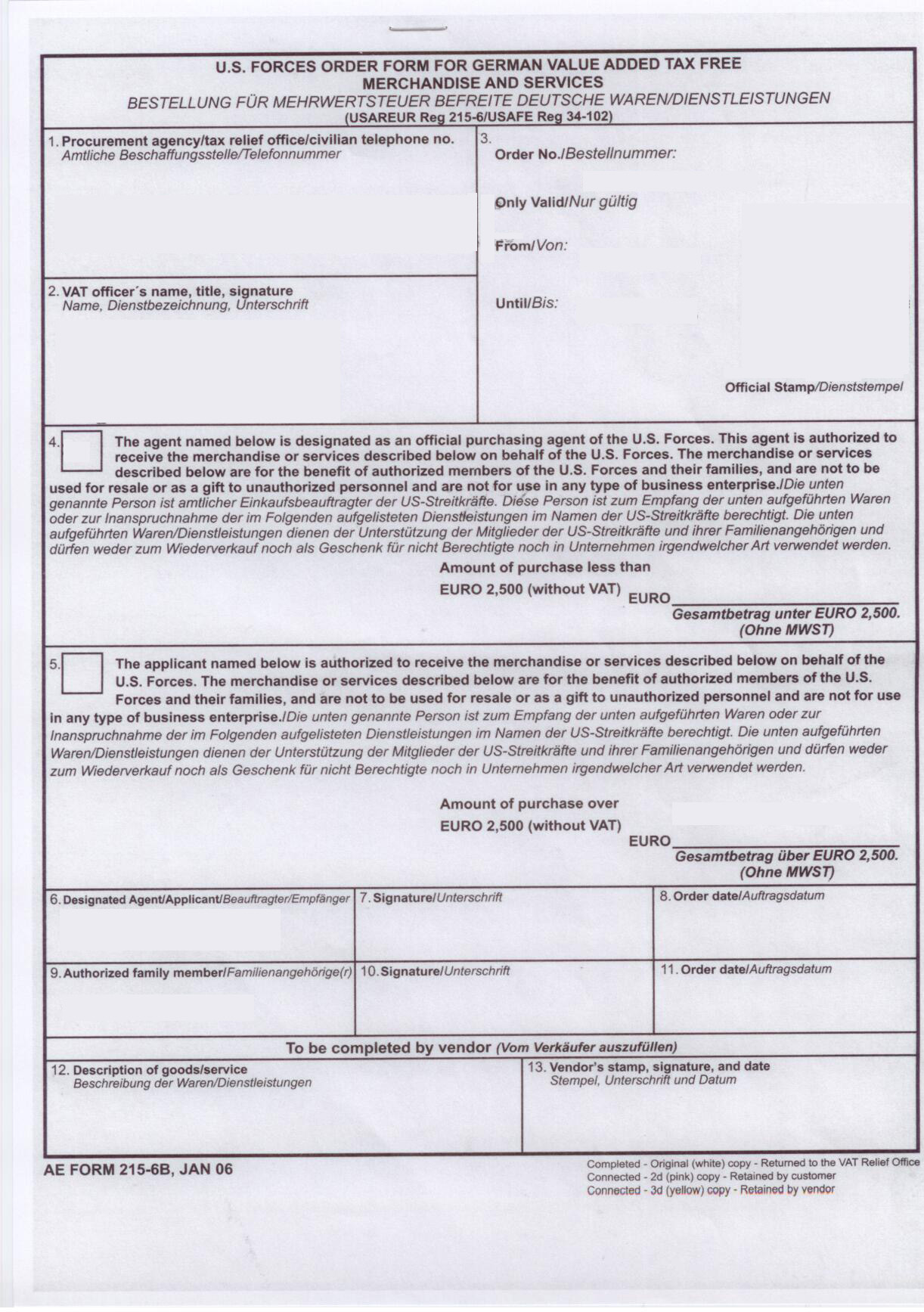 VAT FORM